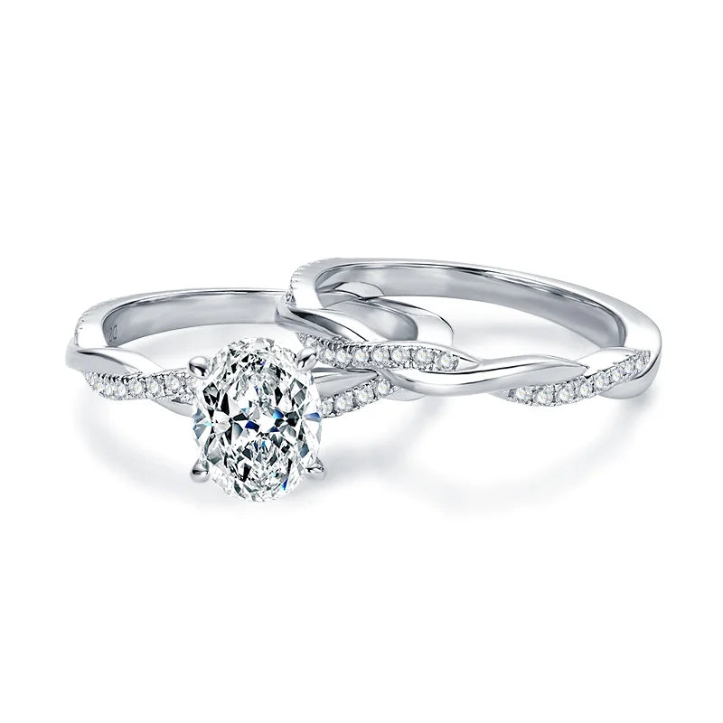 Elegant 2.0 Carat Oval Moissanite Engagement Ring Set in Sterling Silver