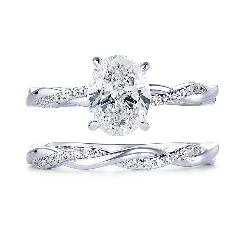 Elegant 2.0 Carat Oval Moissanite Engagement Ring Set in Sterling Silver