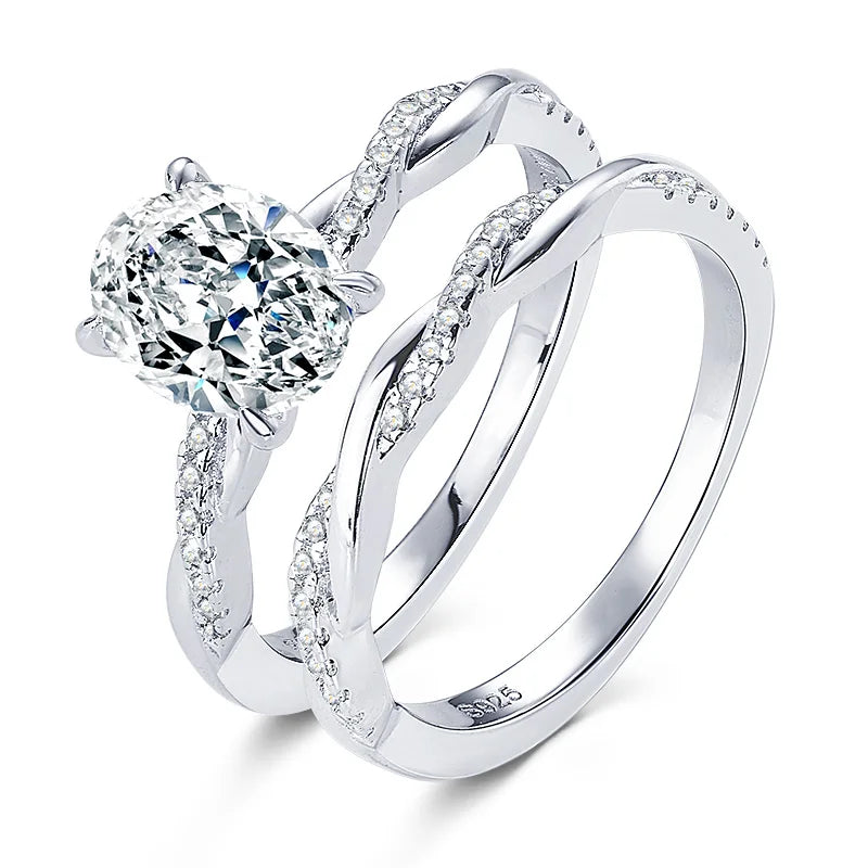 Elegant 2.0 Carat Oval Moissanite Engagement Ring Set in Sterling Silver