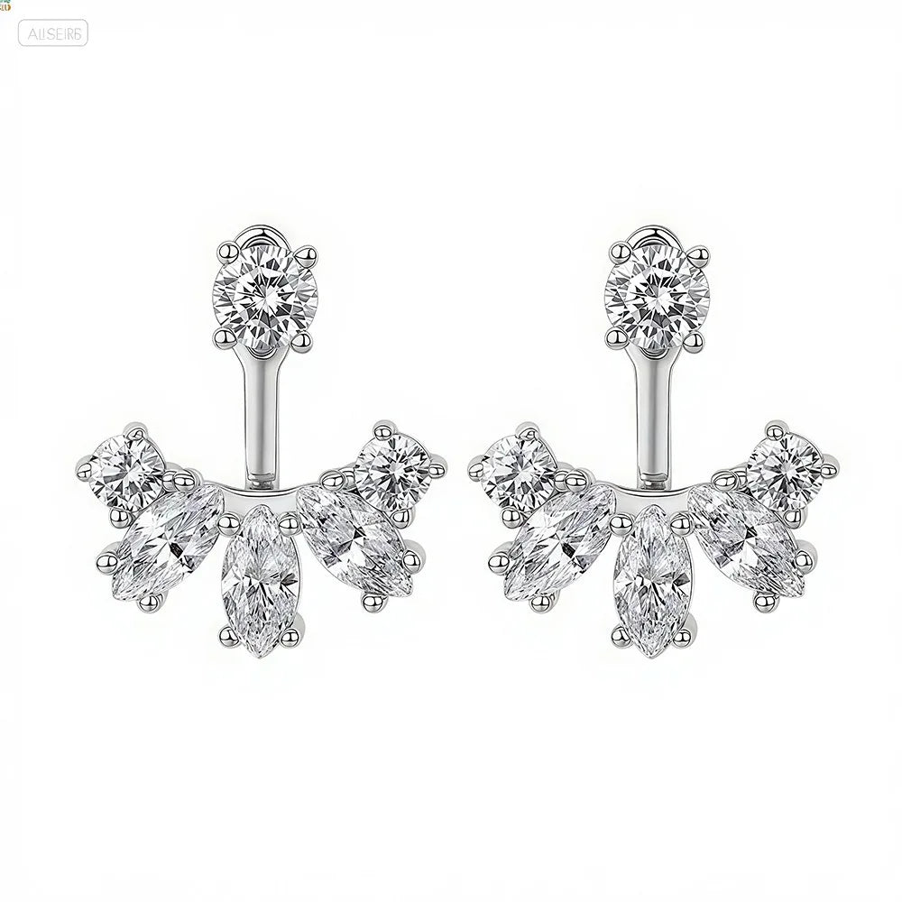 Elegant Moissanite Stud Earrings in 18K Gold Plated S925 Silver