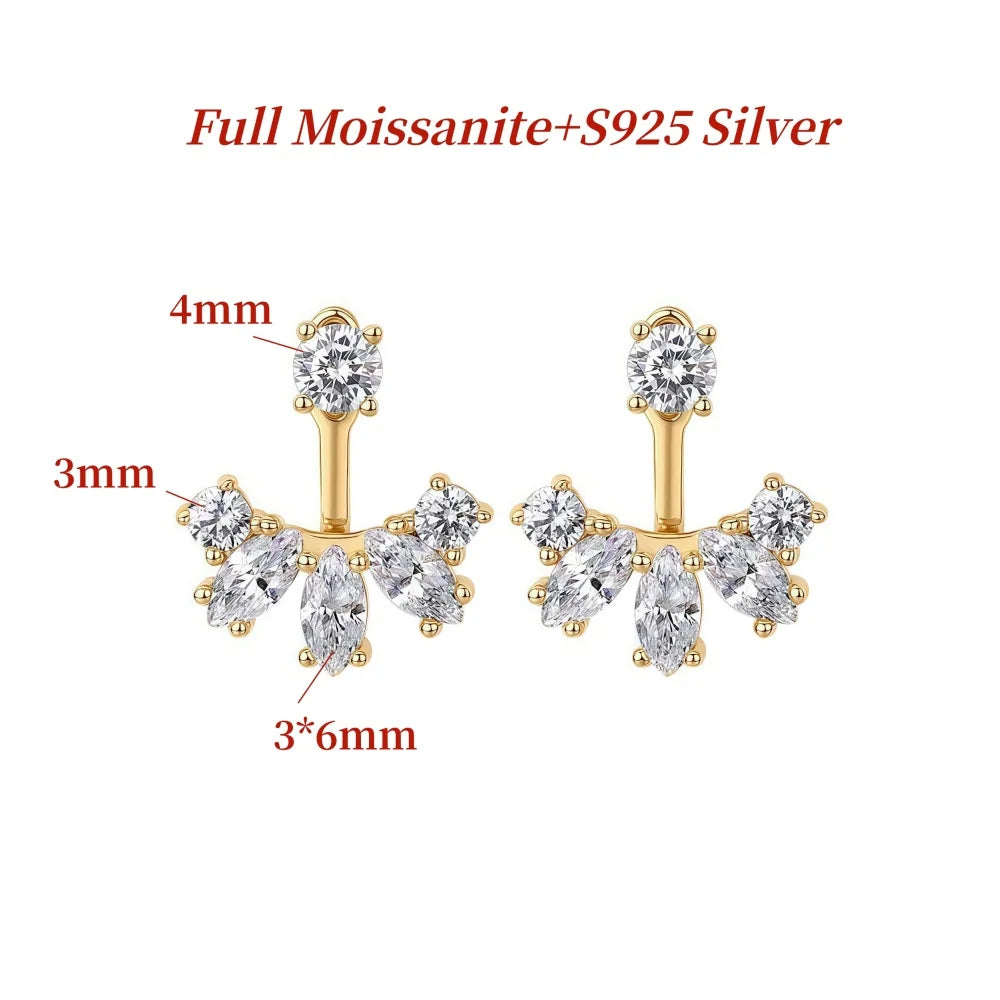 Elegant Moissanite Stud Earrings in 18K Gold Plated S925 Silver