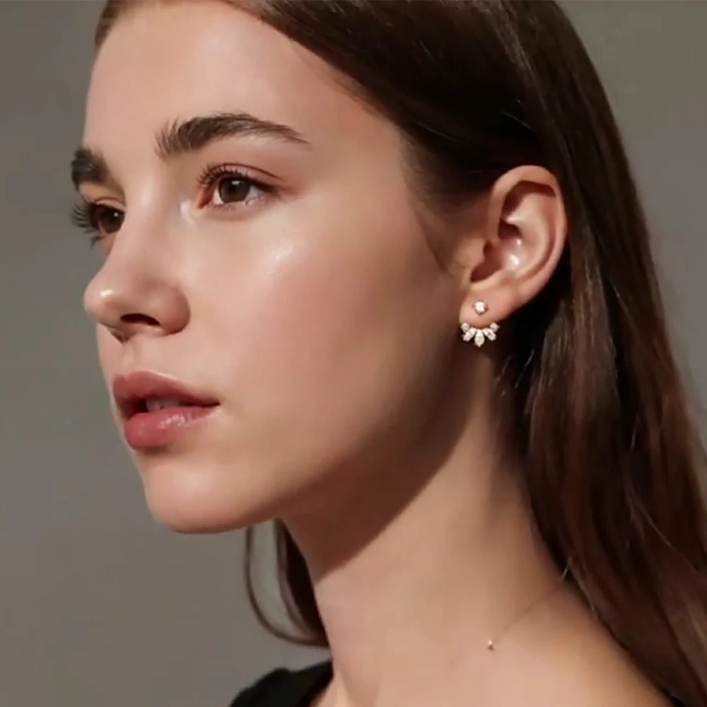 Elegant Moissanite Stud Earrings in 18K Gold Plated S925 Silver