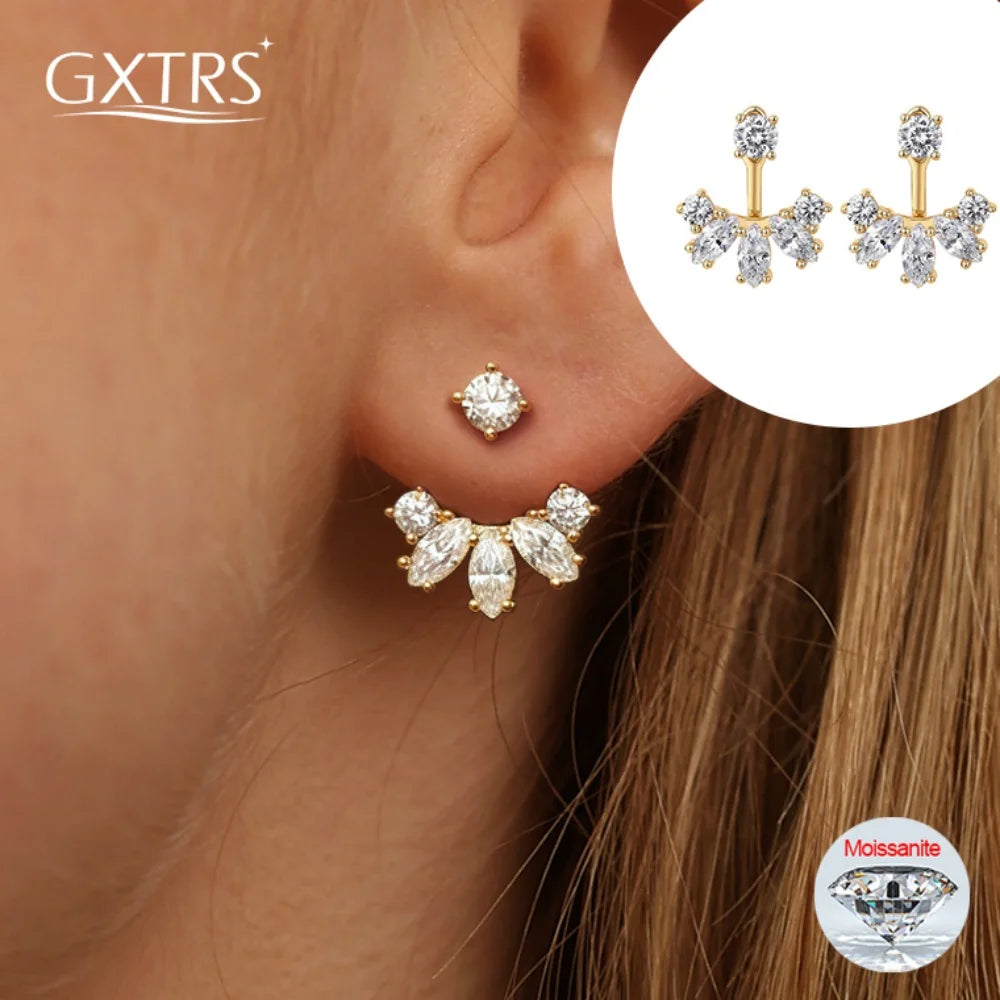 Elegant Moissanite Stud Earrings in 18K Gold Plated S925 Silver