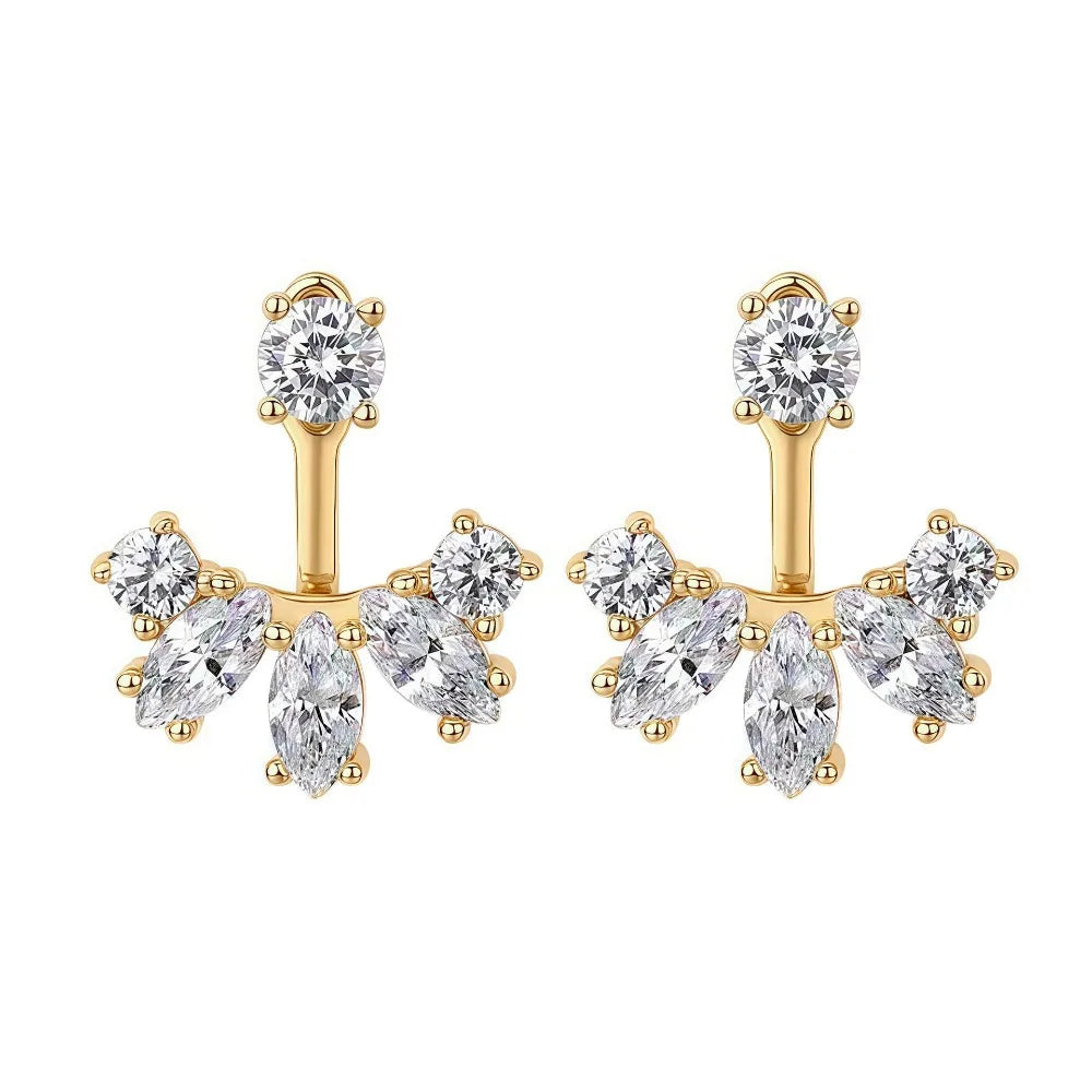 Elegant Moissanite Stud Earrings in 18K Gold Plated S925 Silver