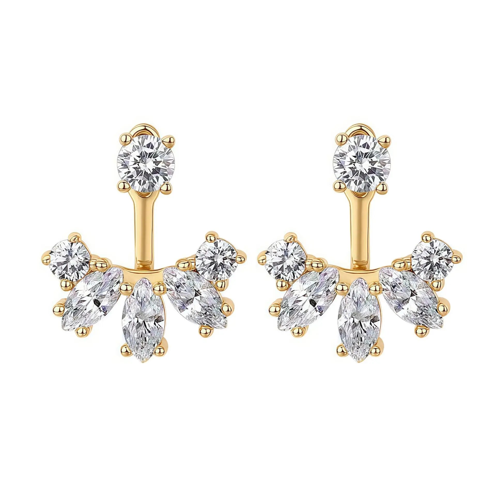 Elegant Moissanite Stud Earrings in 18K Gold Plated S925 Silver