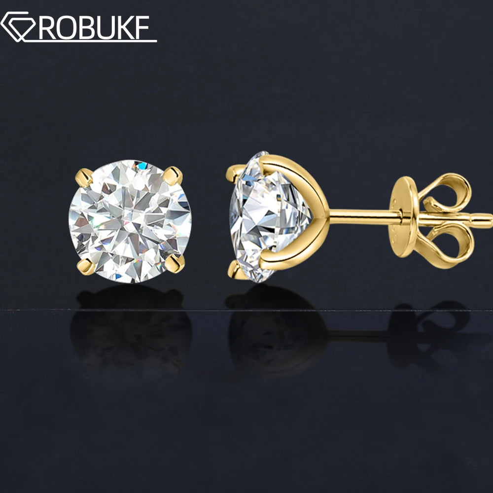 FIRST Exquisite Moissanite Stud Earrings - Dazzling Brilliance in 18K Gold Plated Sterling Silver