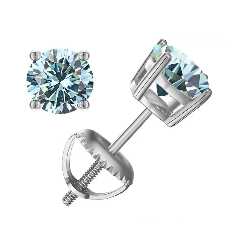 Elegant Moissanite Stud Earrings in Sterling Silver