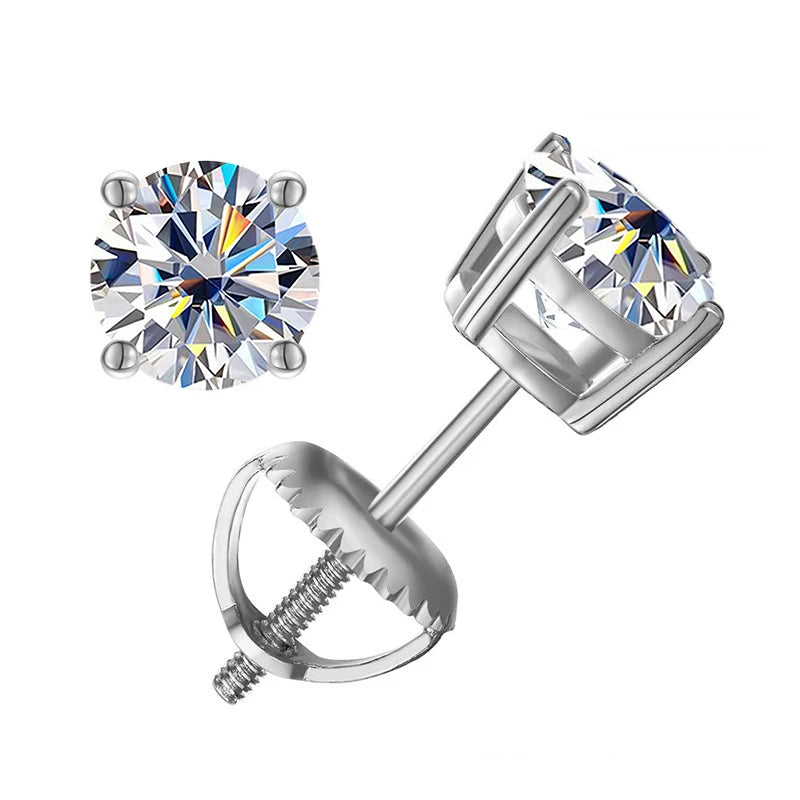 Elegant Moissanite Stud Earrings in Sterling Silver