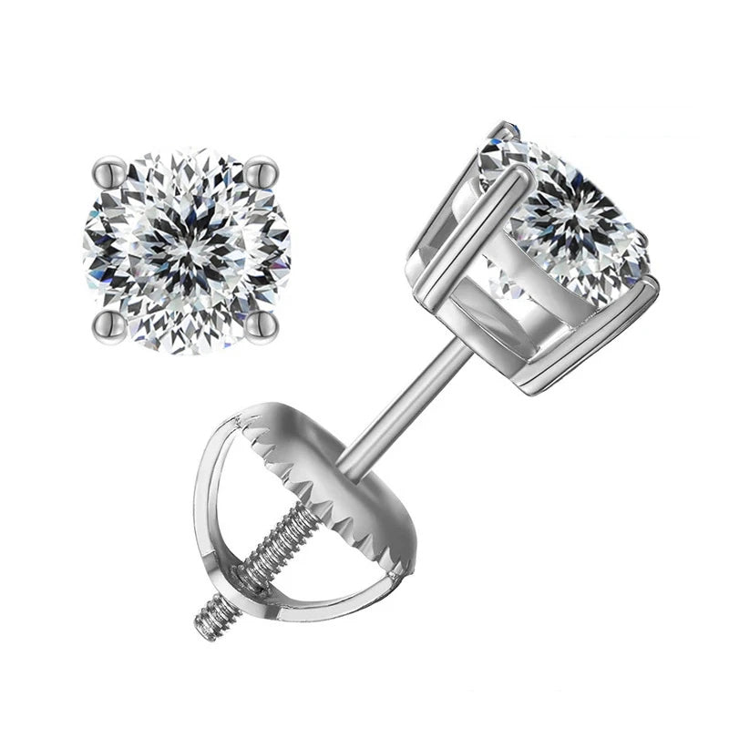 Elegant Moissanite Stud Earrings in Sterling Silver