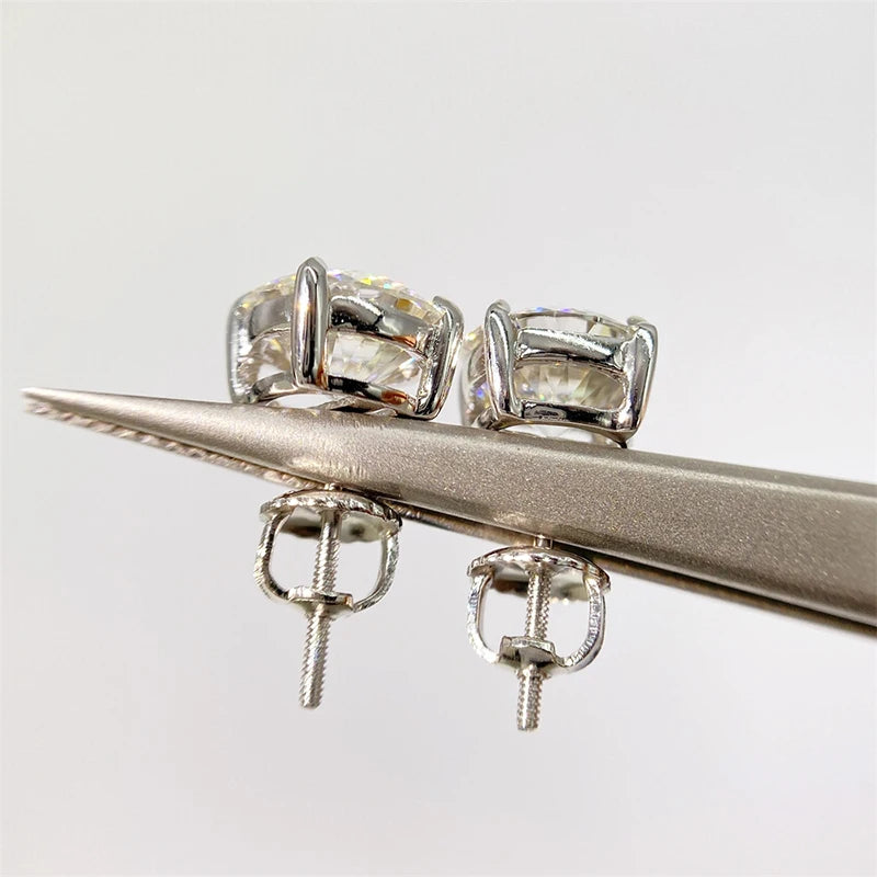 Elegant Moissanite Stud Earrings in Sterling Silver