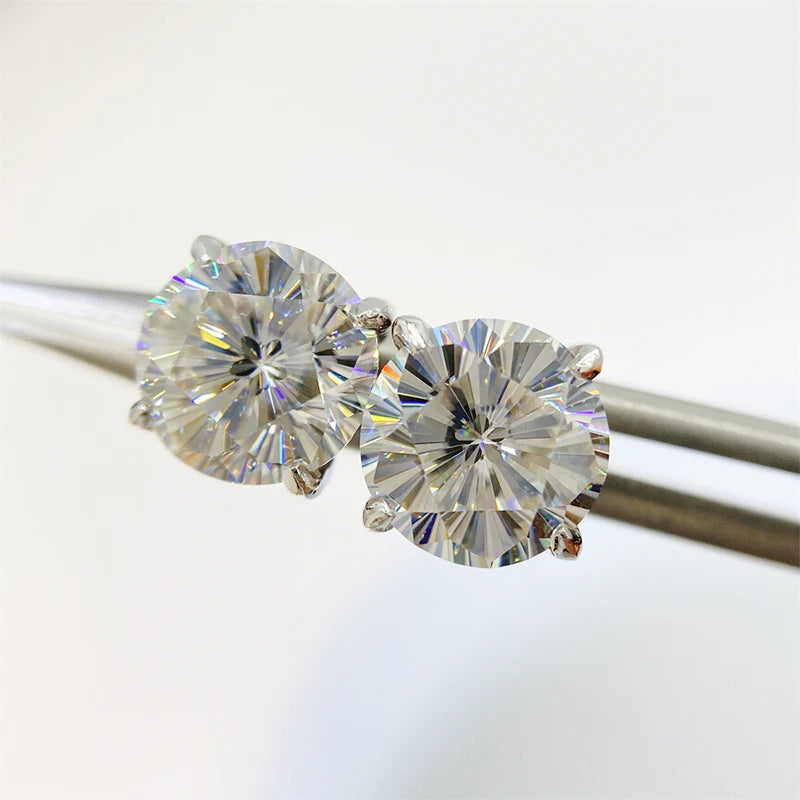 Elegant Moissanite Stud Earrings in Sterling Silver
