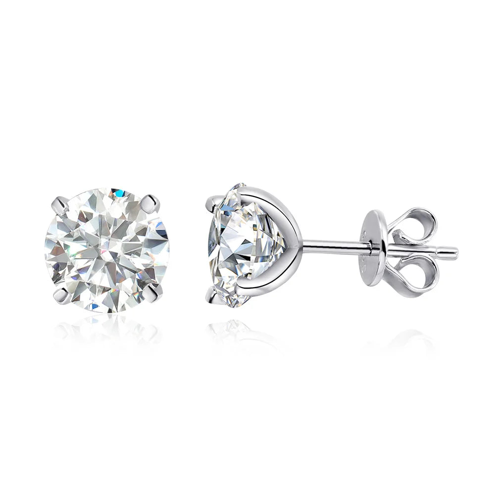 FIRST Exquisite Moissanite Stud Earrings - Dazzling Brilliance in 18K Gold Plated Sterling Silver