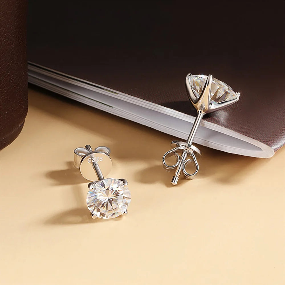 FIRST Exquisite Moissanite Stud Earrings - Dazzling Brilliance in 18K Gold Plated Sterling Silver