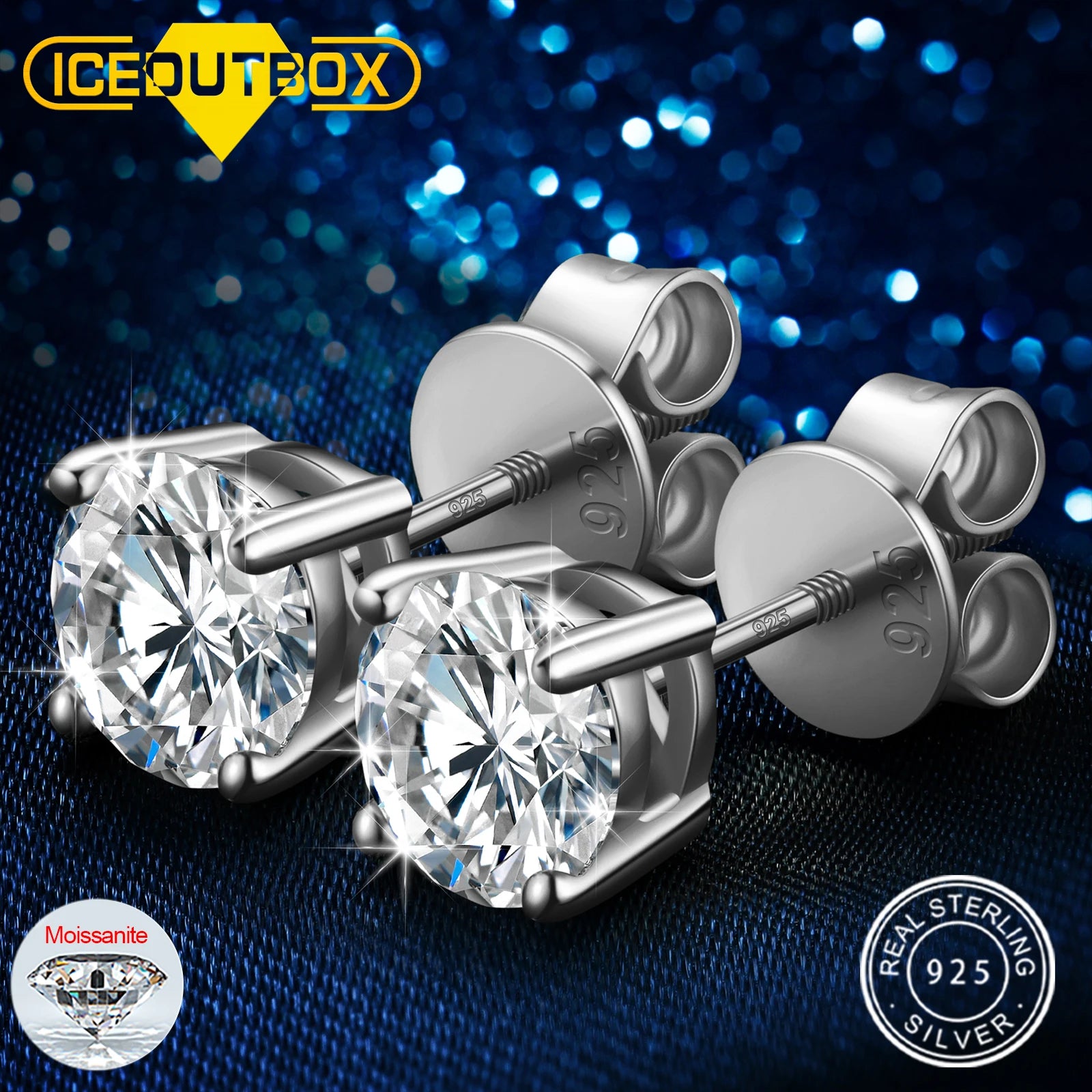 Elegant Moissanite Stud Earrings in 925 Sterling Silver