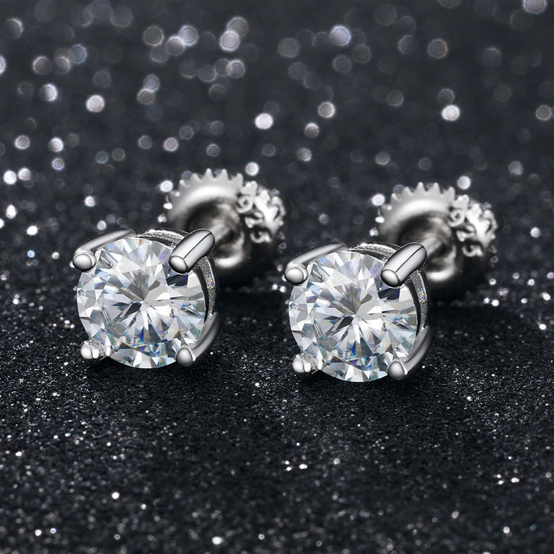 Elegant Moissanite Stud Earrings in 925 Sterling Silver
