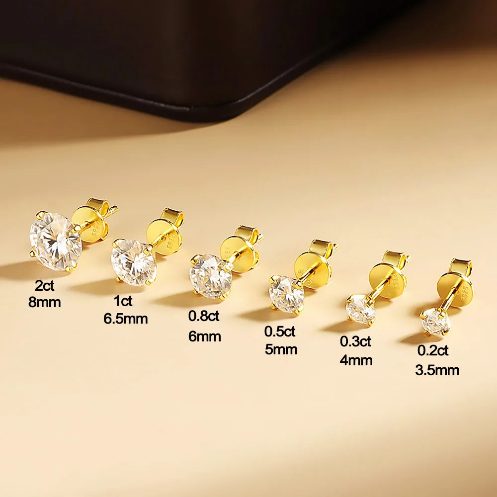 FIRST Exquisite Moissanite Stud Earrings - Dazzling Brilliance in 18K Gold Plated Sterling Silver