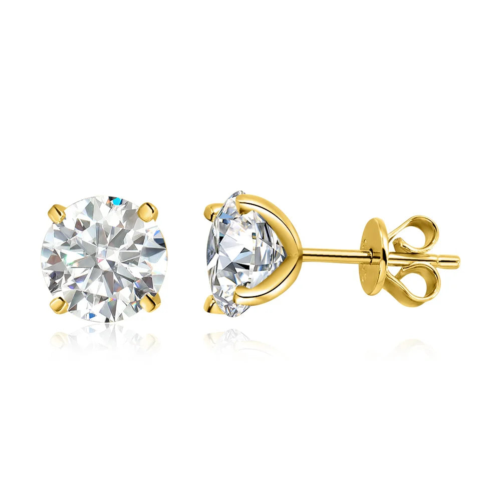 FIRST Exquisite Moissanite Stud Earrings - Dazzling Brilliance in 18K Gold Plated Sterling Silver