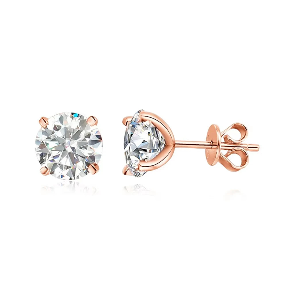 FIRST Exquisite Moissanite Stud Earrings - Dazzling Brilliance in 18K Gold Plated Sterling Silver