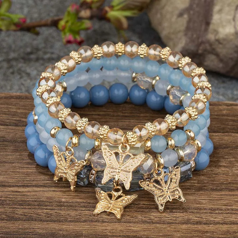 Chic Butterfly Bliss™: Bohemian Beaded Bracelet Set for Stylish Expression